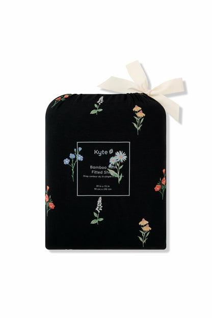 Kyte Baby Twin Sheet in Midnight Wildflower