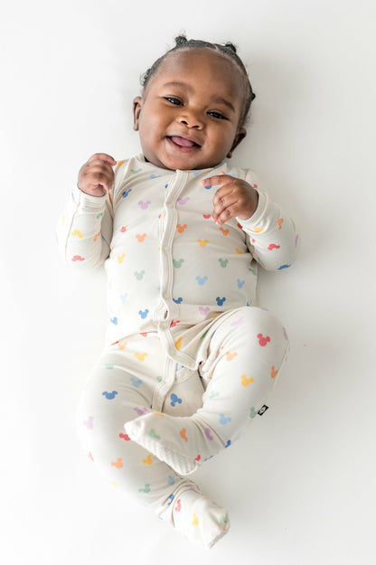 Kyte Baby Footie in Pastel Mickey Mouse