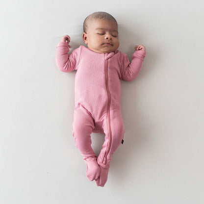 Kyte Baby Ribbed Zipper Footie in Apple Blossom