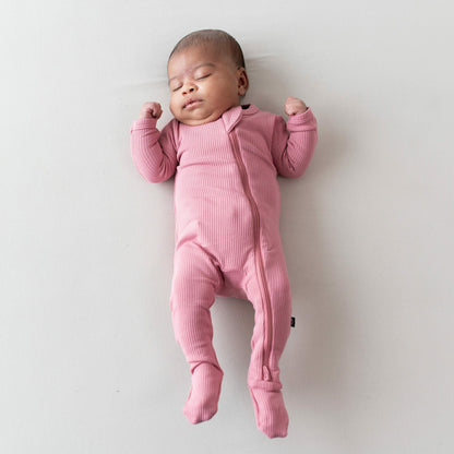 Kyte Baby Ribbed Zipper Footie in Apple Blossom