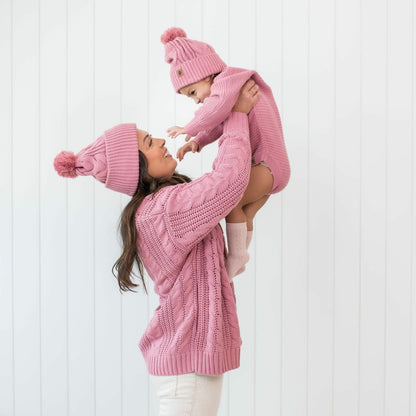Kyte Baby Chunky Cable Knit Beanie in Apple Blossom