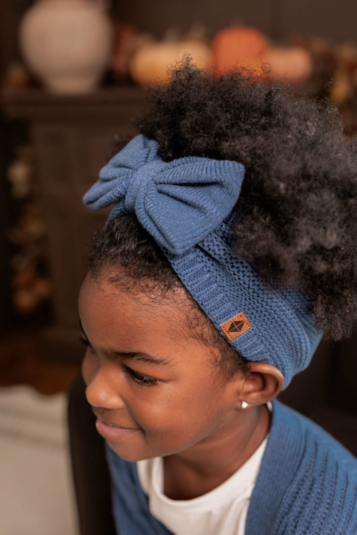 Kyte Baby Chunky Knit Bow Headband in Oxford