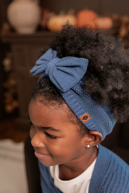 Kyte Baby Chunky Knit Bow Headband in Oxford