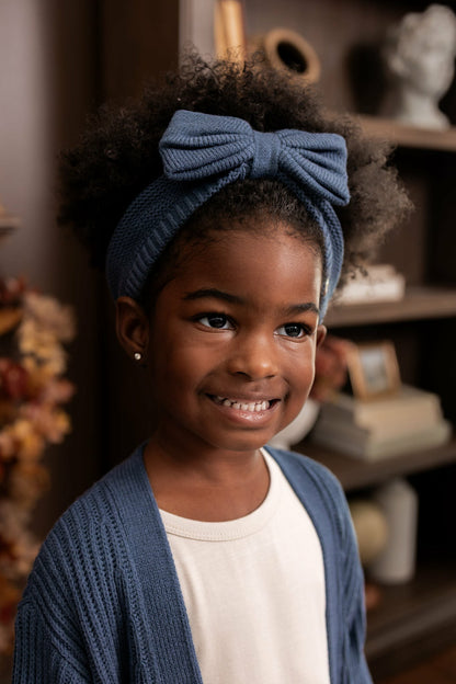 Kyte Baby Chunky Knit Bow Headband in Oxford