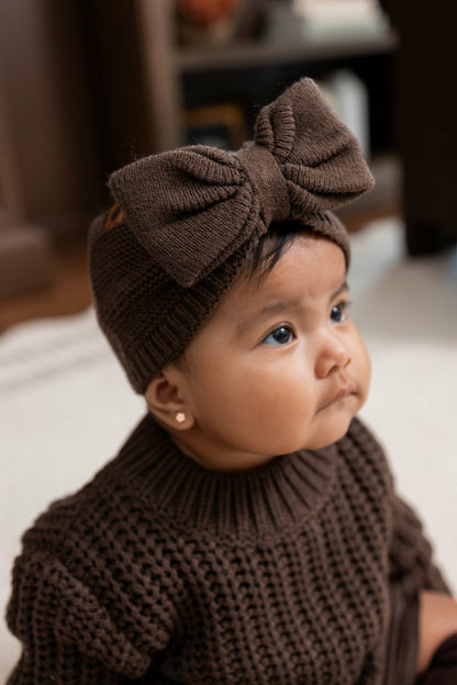 Kyte Baby Chunky Knit Bow Headband in Espresso