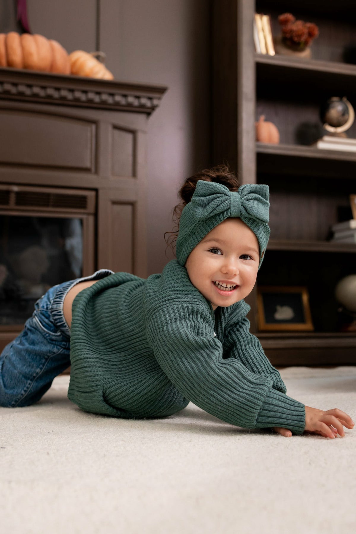 Kyte Baby Chunky Knit Bow Headband in Pine