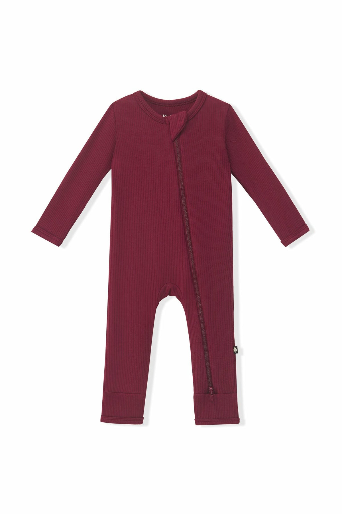 Kyte Baby Ribbed Zipper Romper in Burgundy