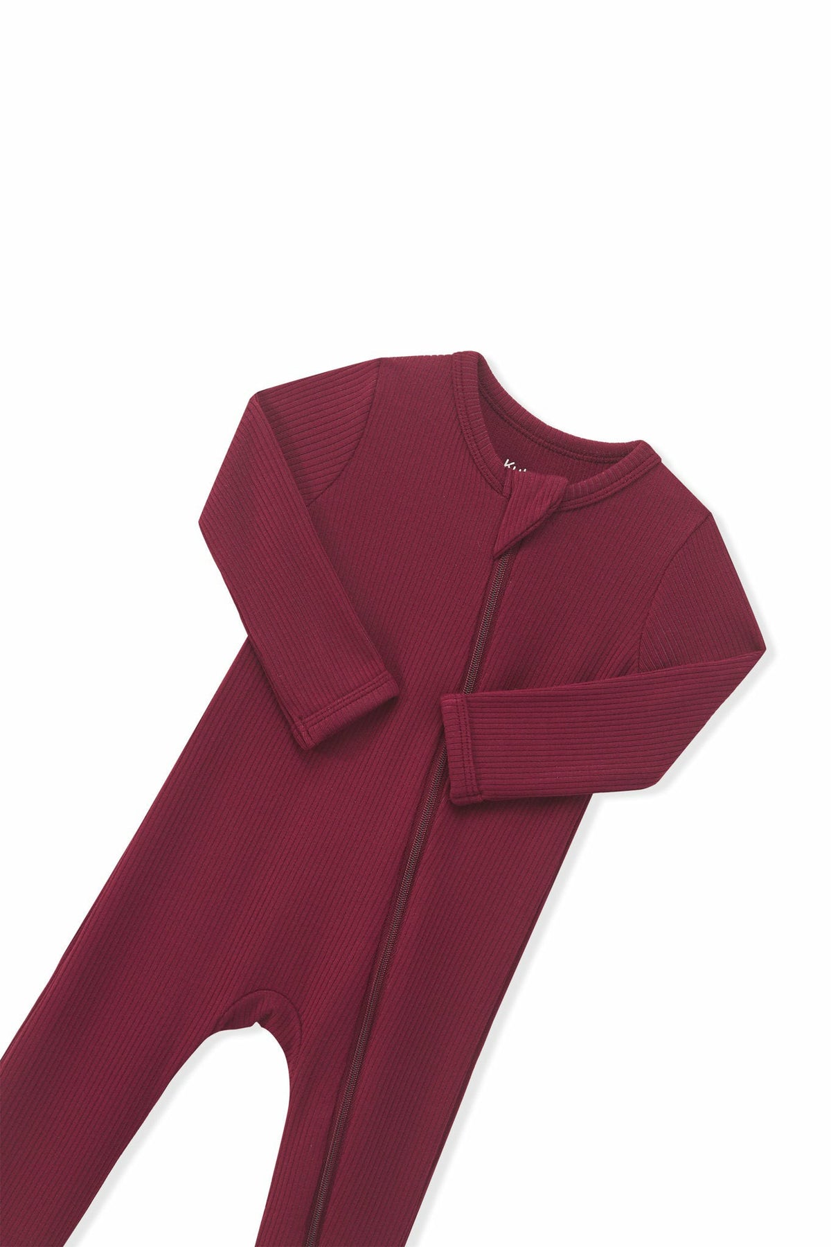 Kyte Baby Ribbed Zipper Romper in Burgundy