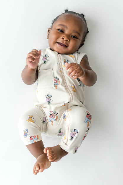 Kyte Baby Zippered Sleeveless Romper in Mickey Mouse and Friends