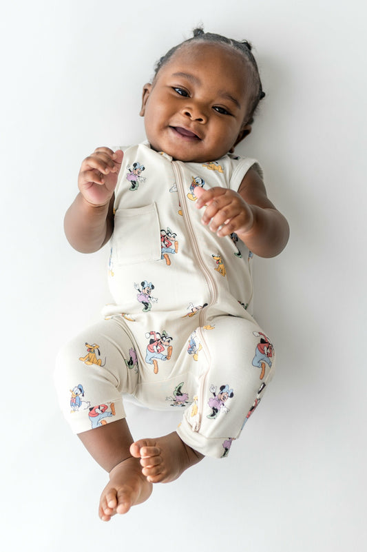 Kyte Baby Zippered Sleeveless Romper in Mickey Mouse and Friends