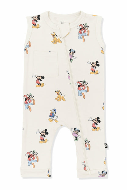 Kyte Baby Zippered Sleeveless Romper in Mickey Mouse and Friends