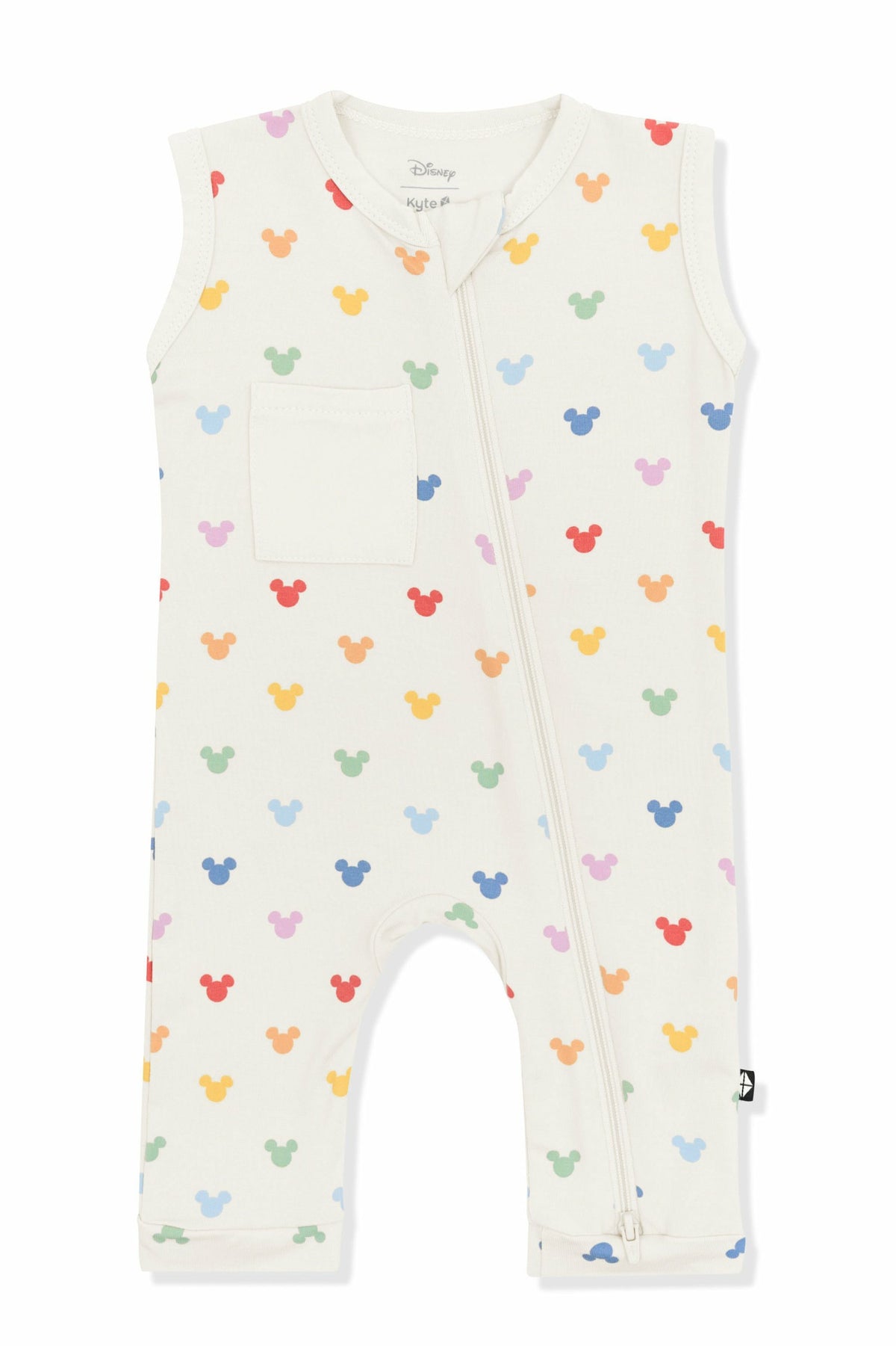 Kyte Baby Zippered Sleeveless Romper in Pastel Mickey Mouse