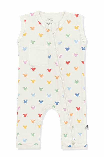 Kyte Baby Zippered Sleeveless Romper in Pastel Mickey Mouse