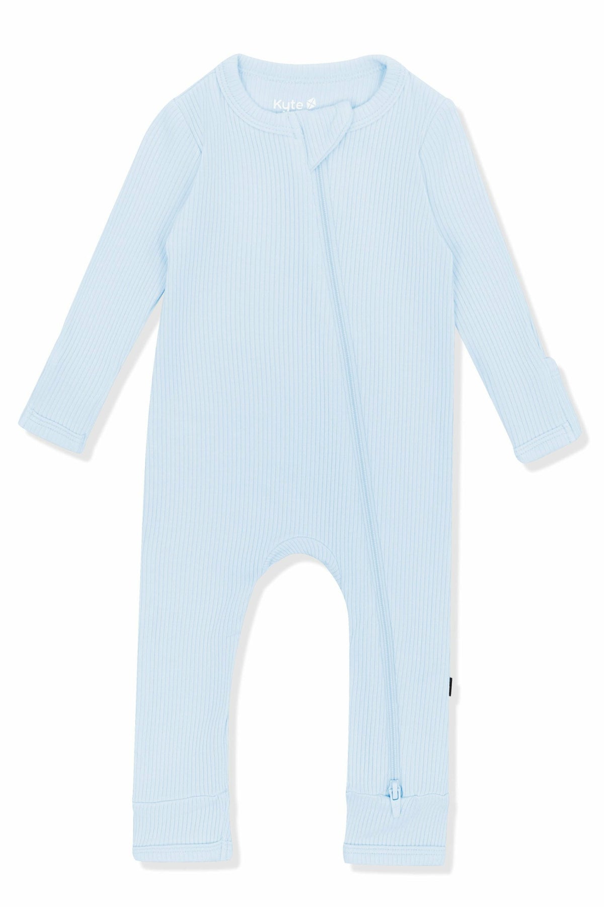 Kyte Baby Ribbed Zipper Romper in Breeze
