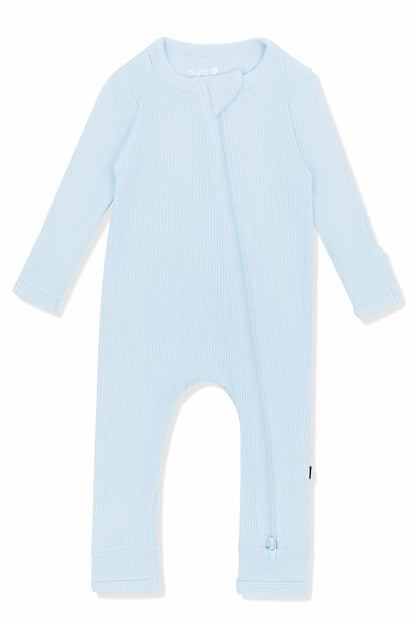 Kyte Baby Ribbed Zipper Romper in Breeze