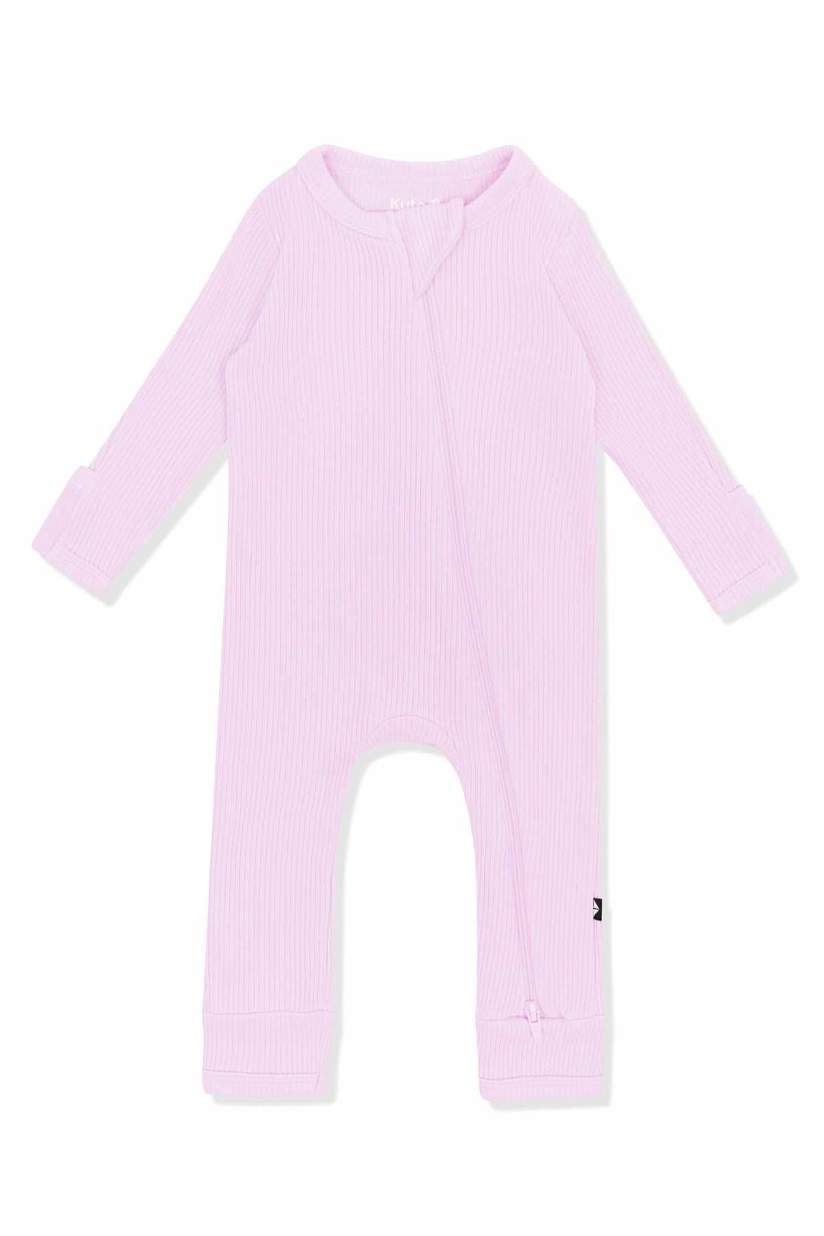 Kyte Baby Ribbed Zipper Romper in Thistle