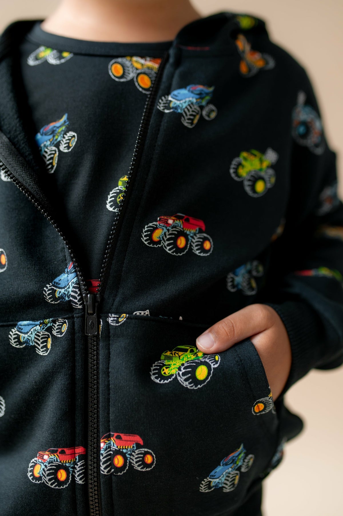Kyte Baby Zip-Up Hoodie in Monster Truck