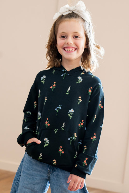 Kyte Baby Hoodie in Midnight Wildflower
