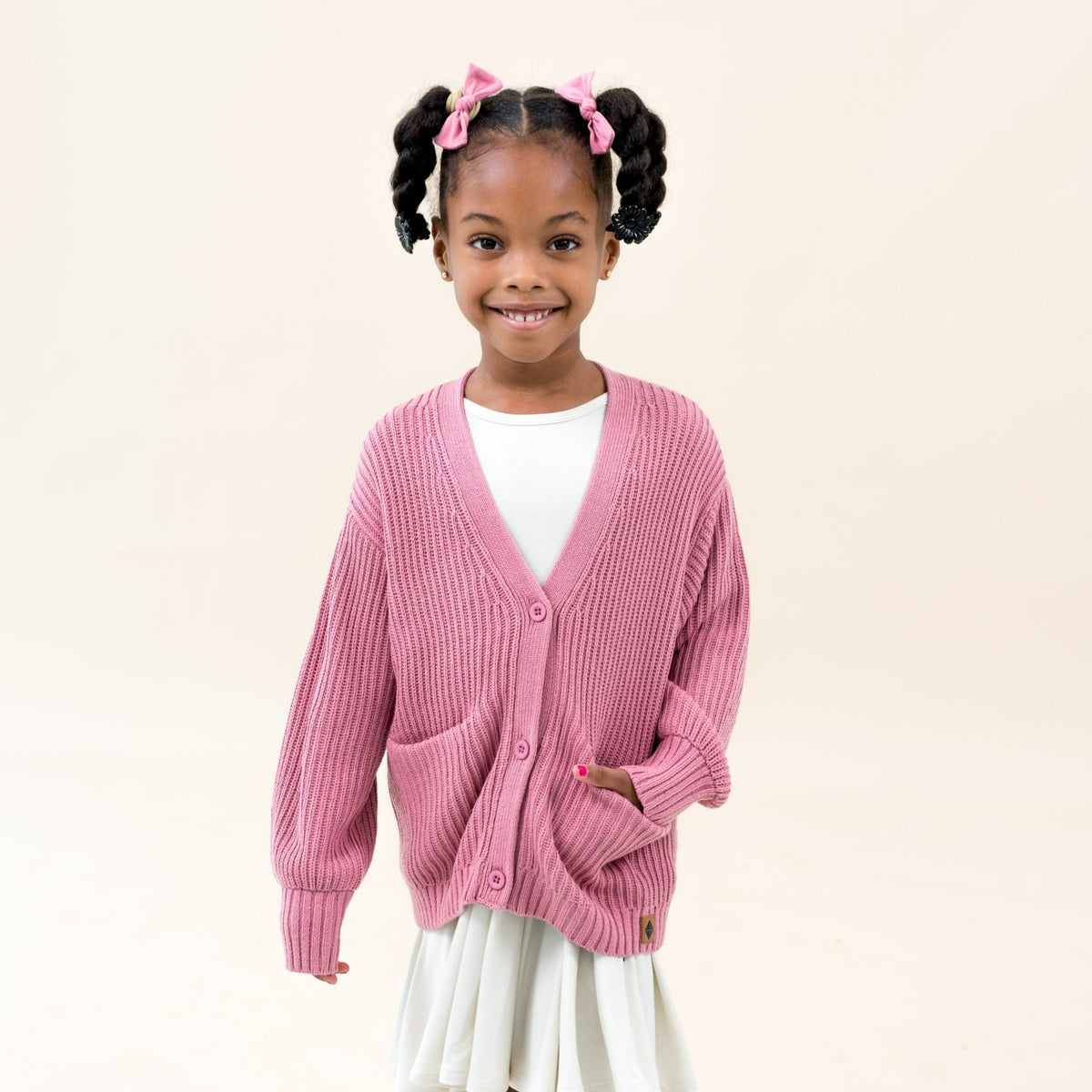 Kyte Baby Chunky Knit Oversized Cardigan in Apple Blossom