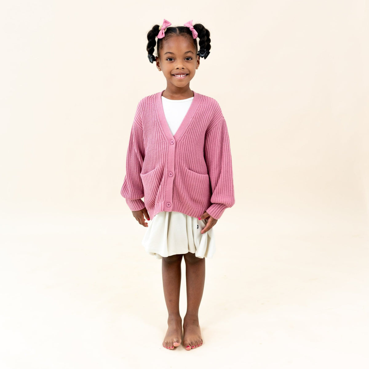 Kyte Baby Chunky Knit Oversized Cardigan in Apple Blossom