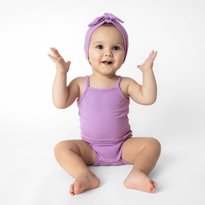 Kyte Baby Ribbed Spaghetti Strap Bodysuit in Poi