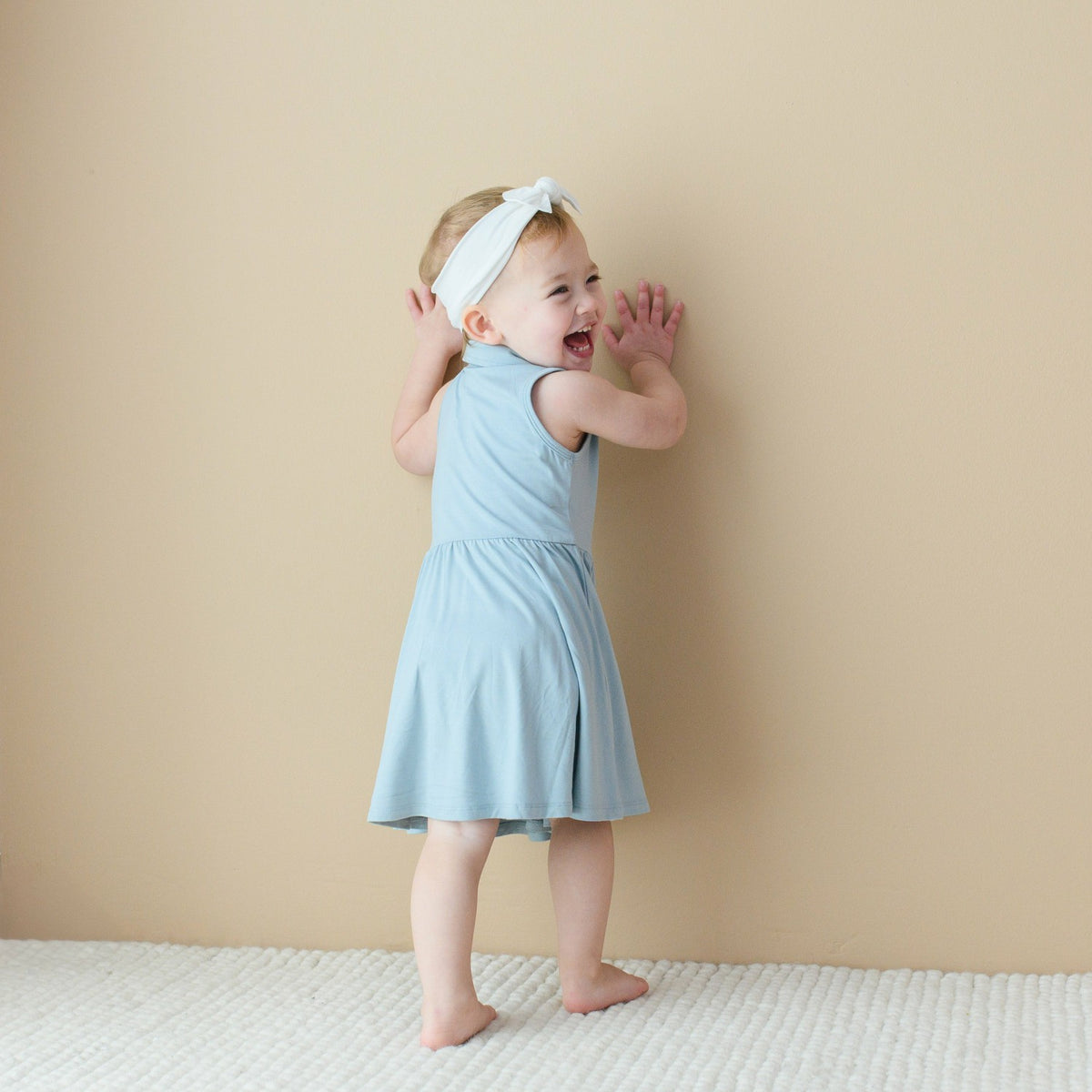 Kyte Baby Polo Bodysuit Dress in Fog