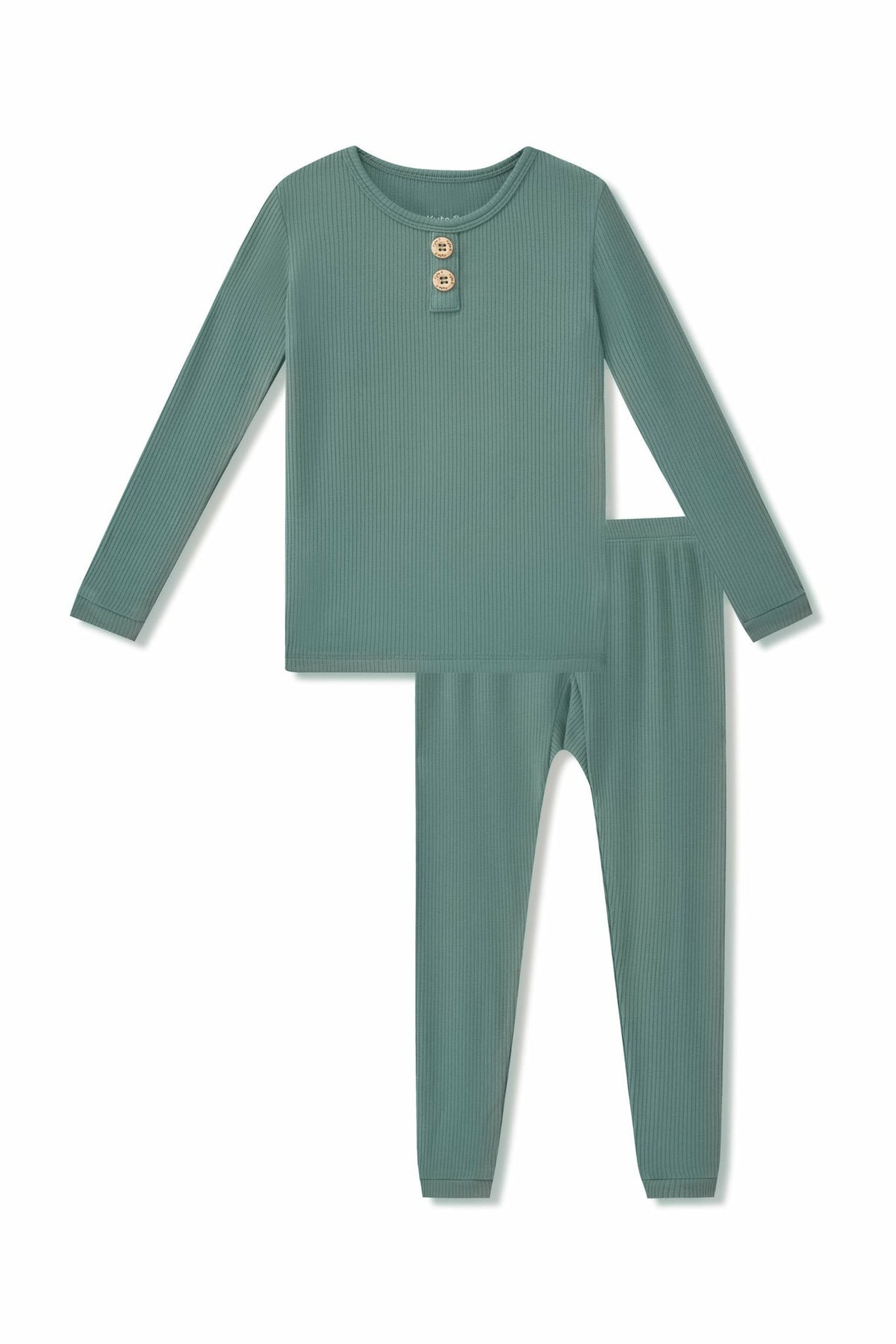 Kyte Baby Ribbed Henley Set in Pine
