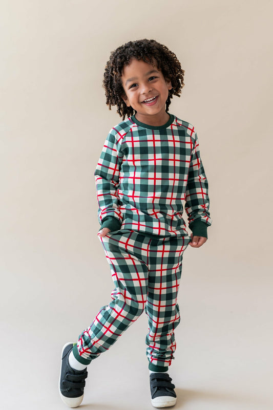 Kyte Baby Long Sleeve Jogger Set in Holiday Plaid