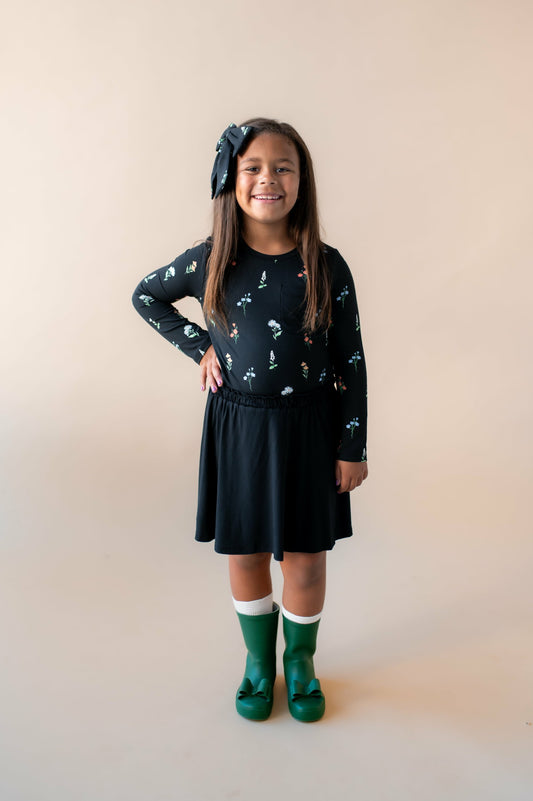 Kyte Baby Long Sleeve Toddler Crew Neck Tee in Midnight Wildflower