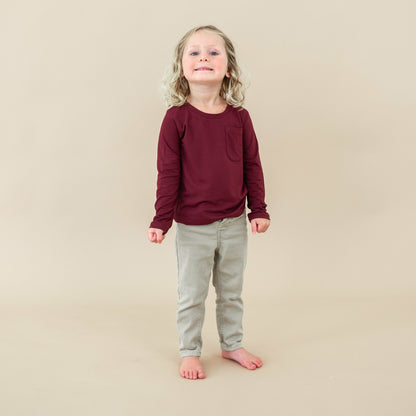 Kyte Baby Long Sleeve Toddler Crew Neck Tee in Burgundy