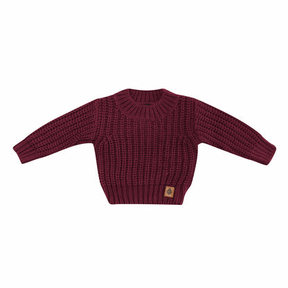 Kyte Baby Chunky Knit Sweater in Burgundy