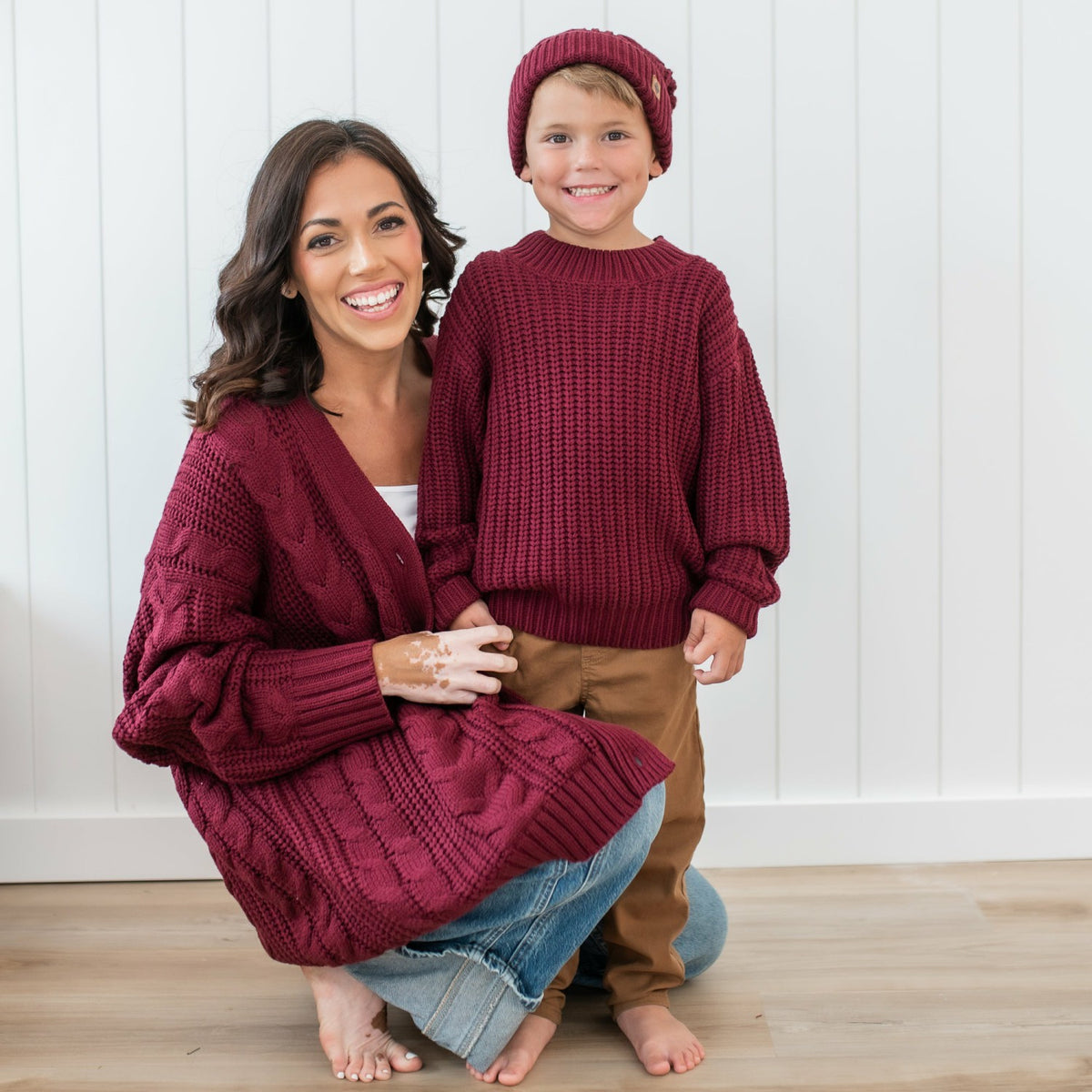 Kyte Baby Chunky Knit Sweater in Burgundy