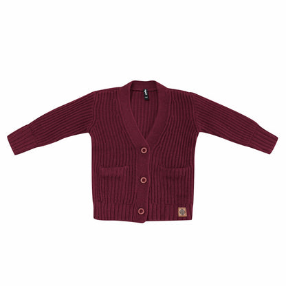 Kyte Baby Chunky Knit Oversized Cardigan in Burgundy