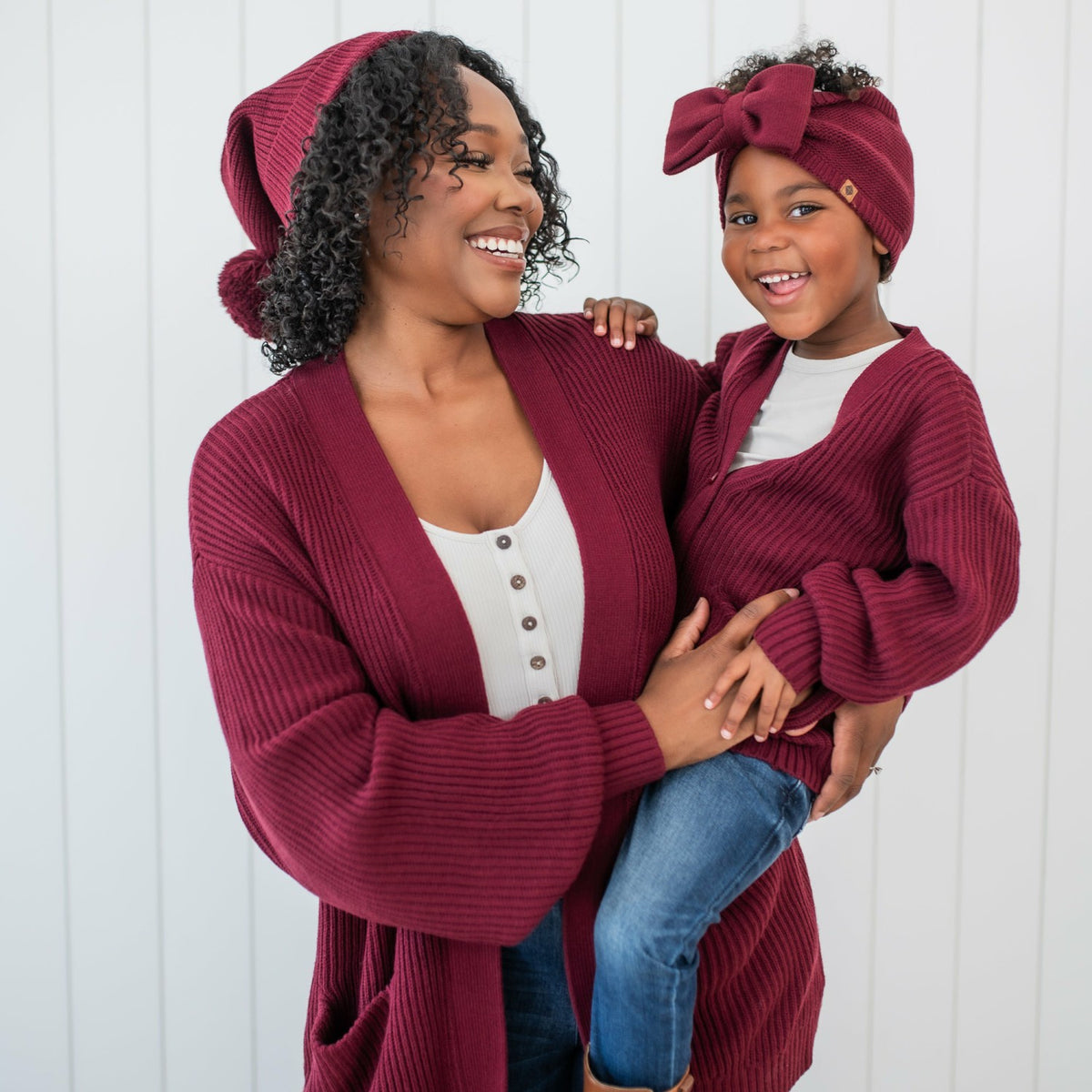 Kyte Baby Chunky Knit Oversized Cardigan in Burgundy