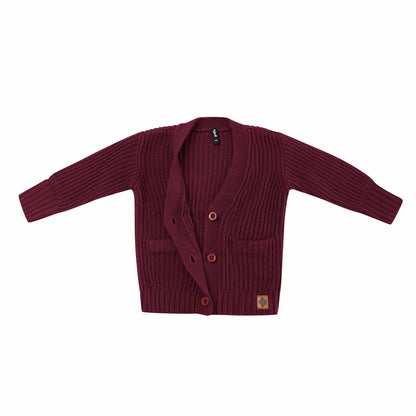 Kyte Baby Chunky Knit Oversized Cardigan in Burgundy