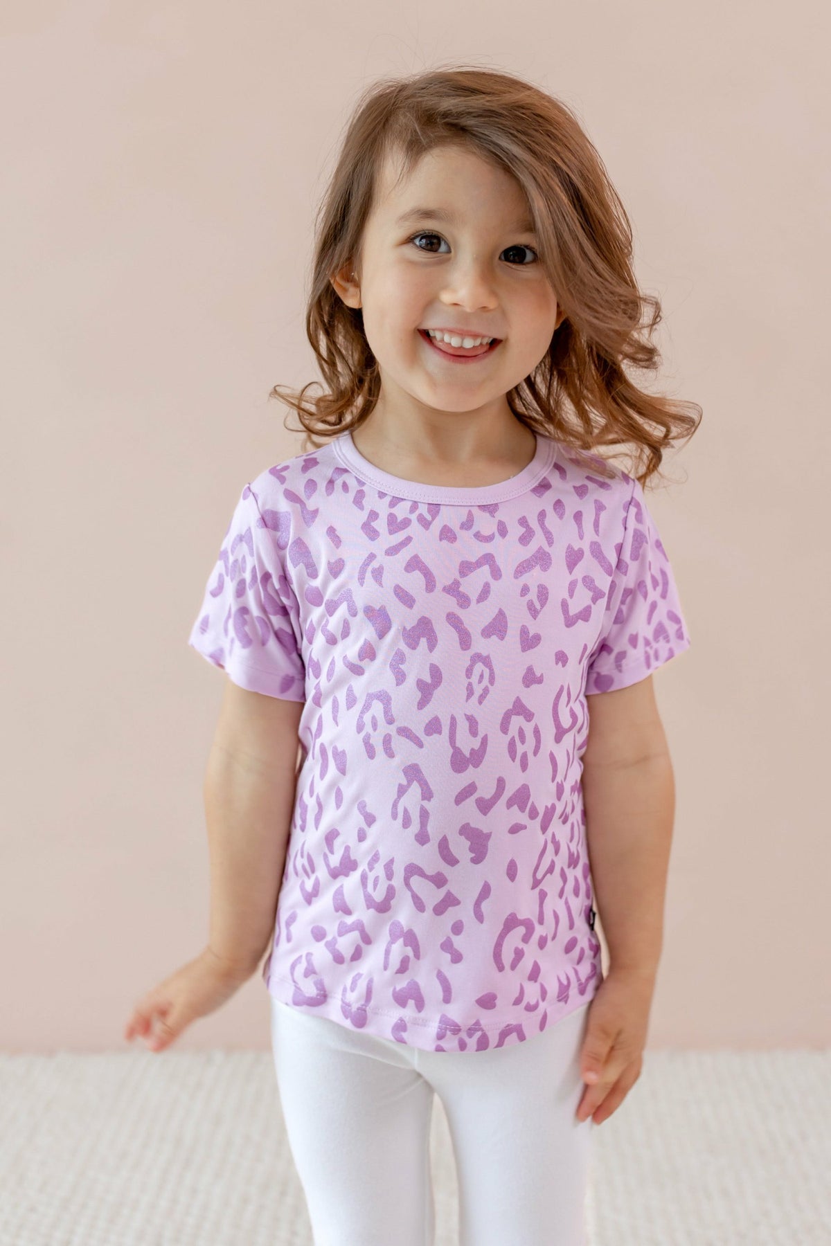 Kyte Baby Toddler Basic Tee in Thistle Leopard