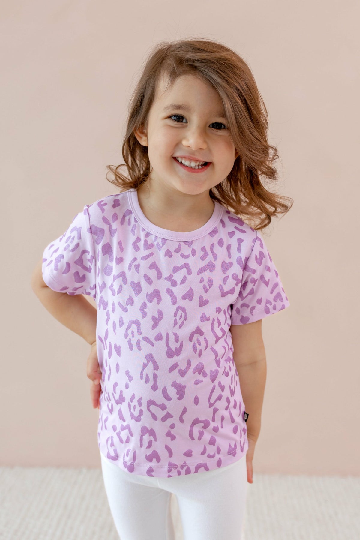 Kyte Baby Toddler Basic Tee in Thistle Leopard