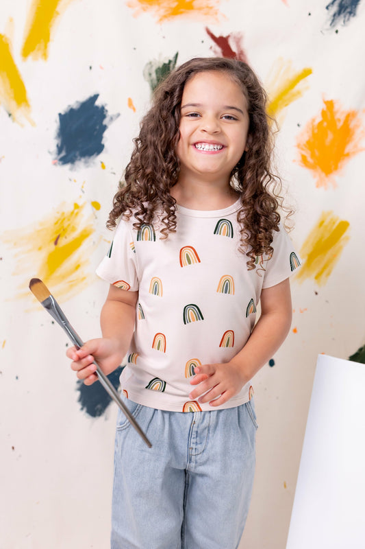 Kyte Baby Toddler Basic Tee in Retro Rainbow