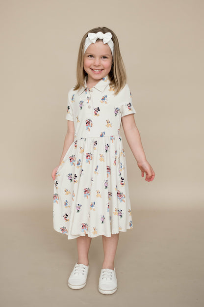 Kyte Baby Polo Dress in Mickey Mouse and Friends