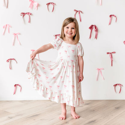 Kyte Baby Puff Sleeve Twirl Dress in Bow