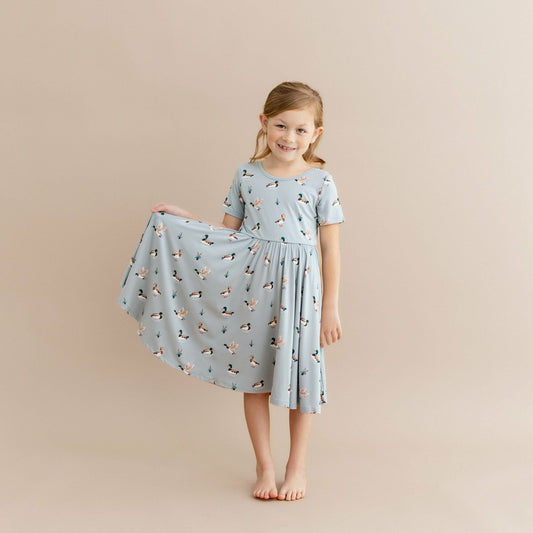 Kyte Baby Twirl Dress in Mallard Duck