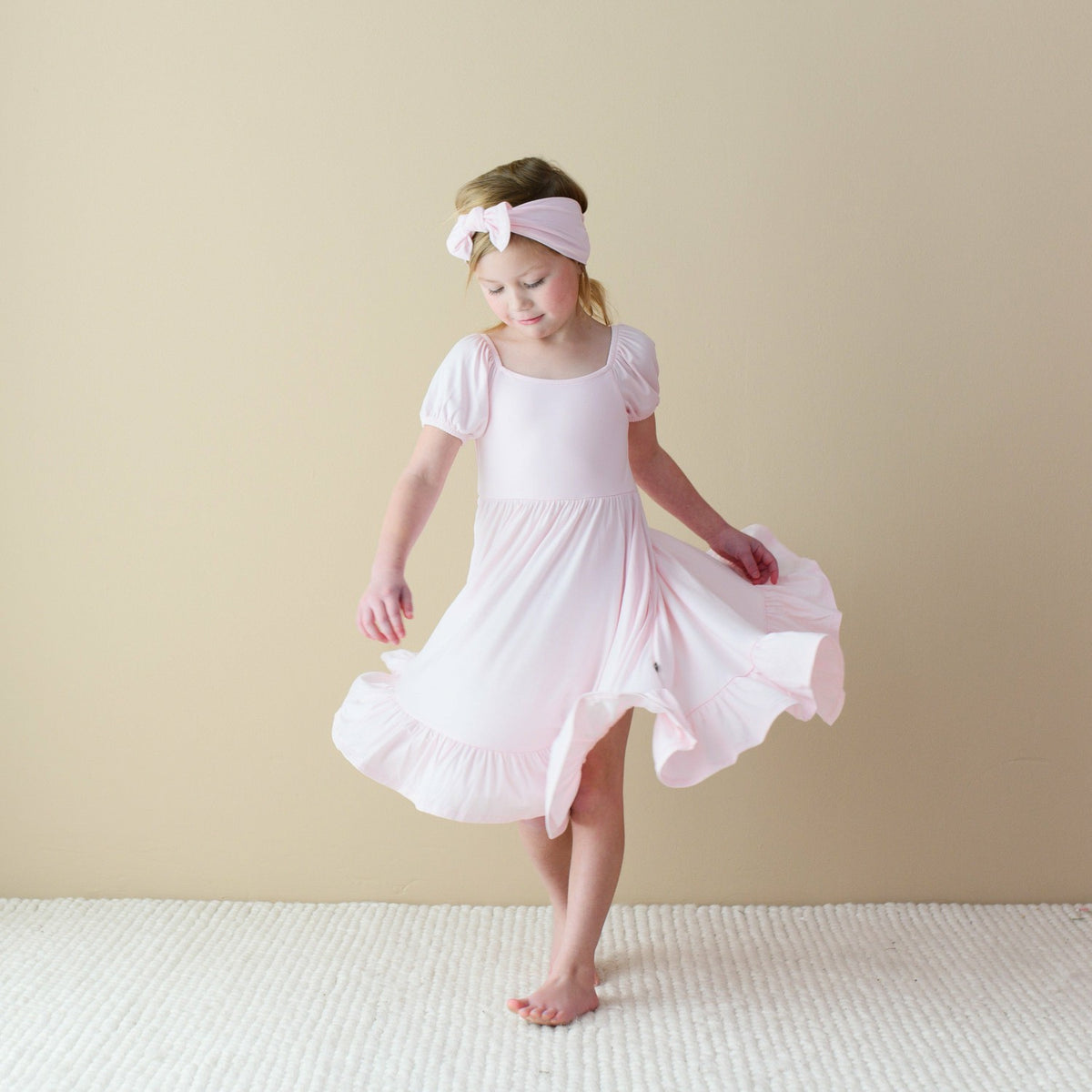 Kyte Baby Puff Sleeve Twirl Dress in Sakura