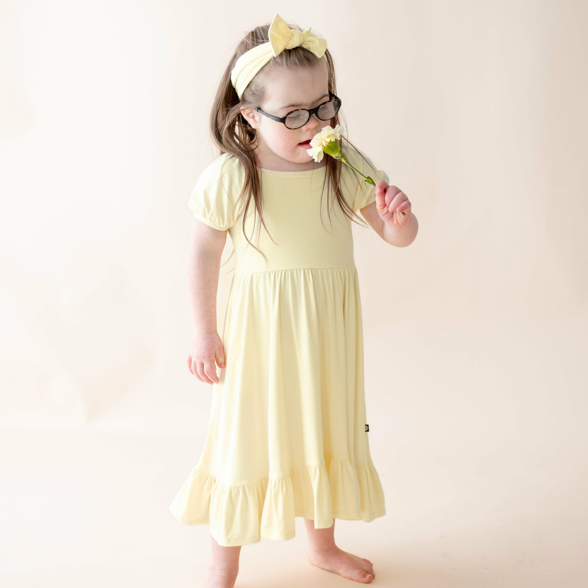 Kyte Baby Puff Sleeve Twirl Dress in Chamomile