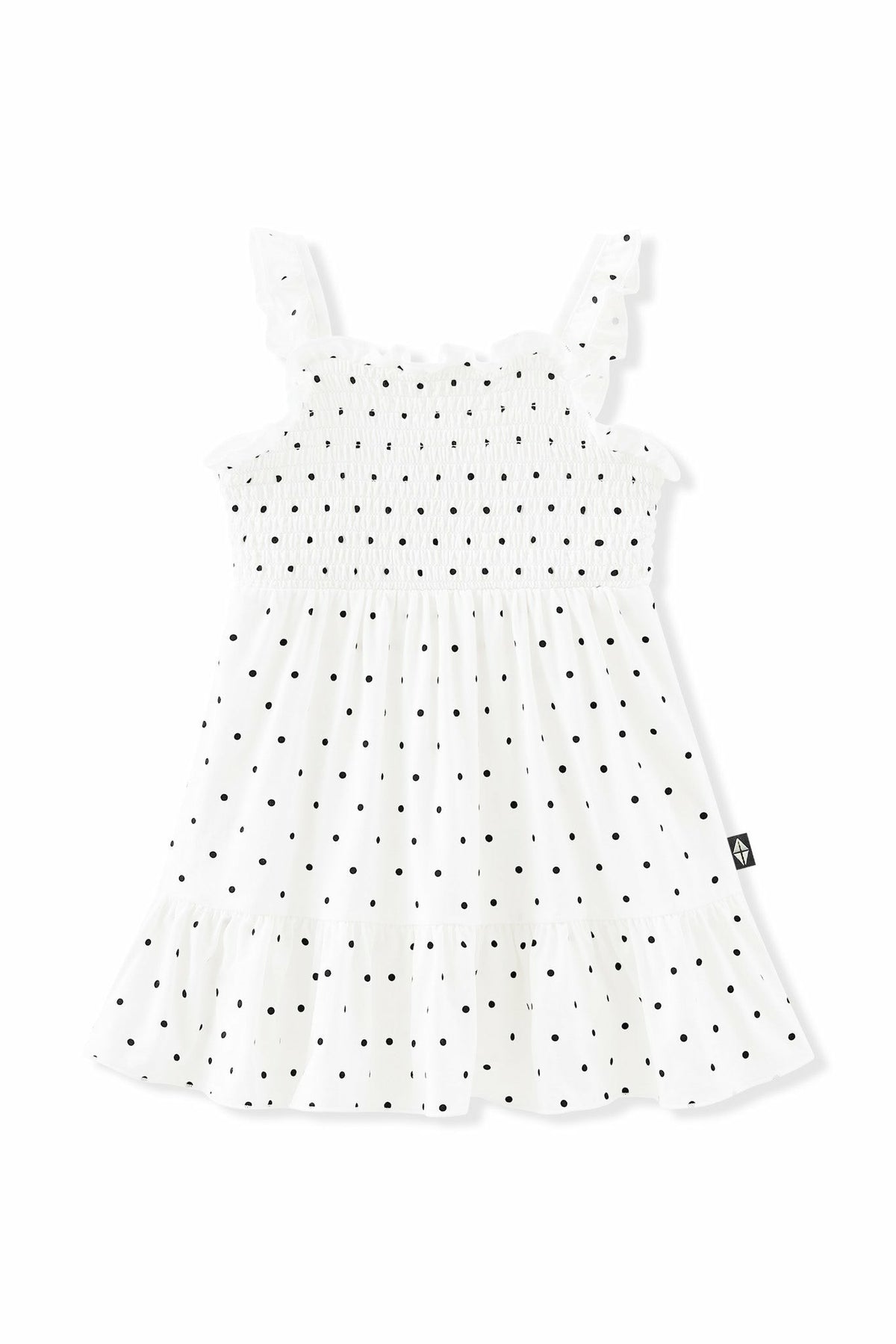 Kyte Baby Smocked Dress in Midnight Polka Dot