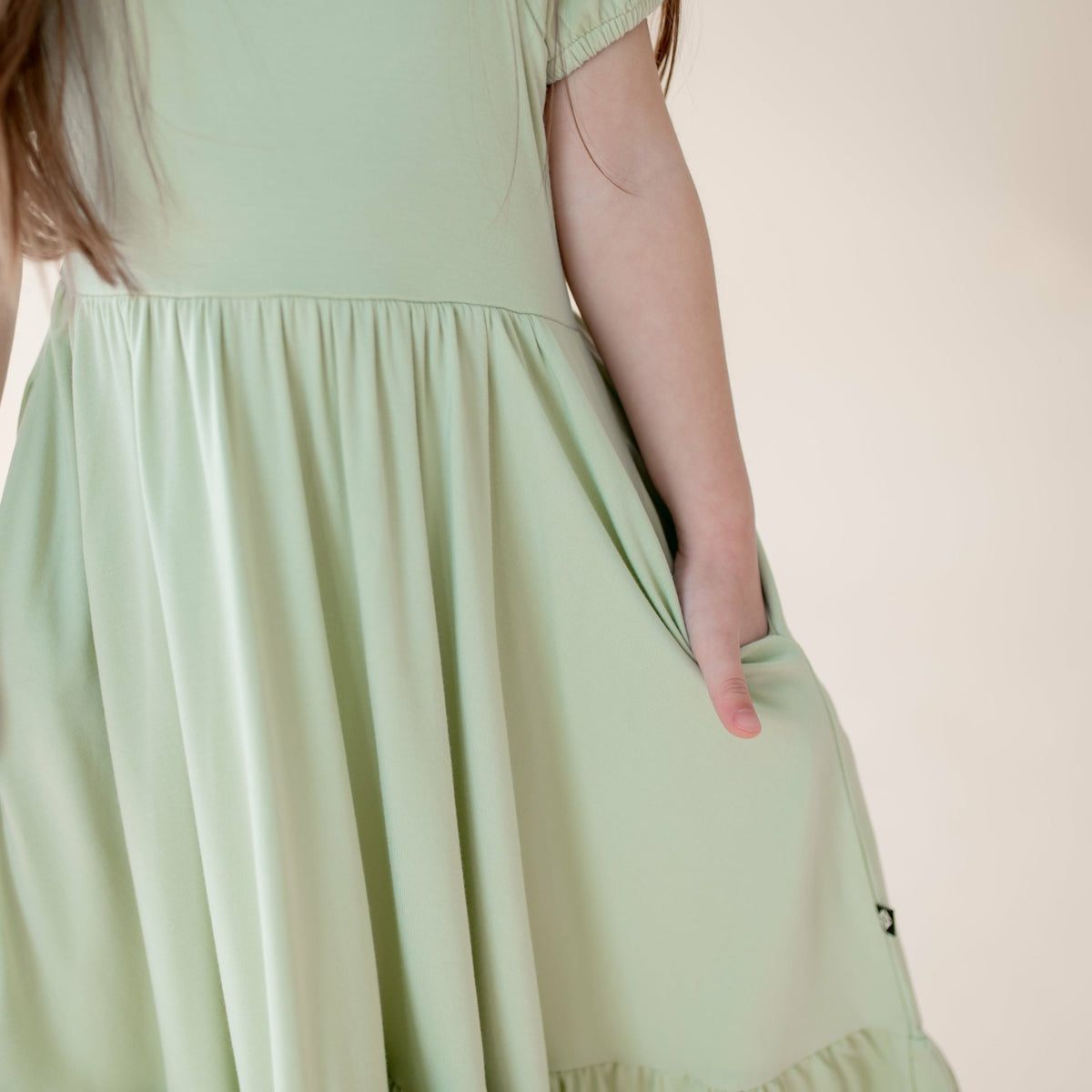 Kyte Baby Puff Sleeve Twirl Dress in Basil