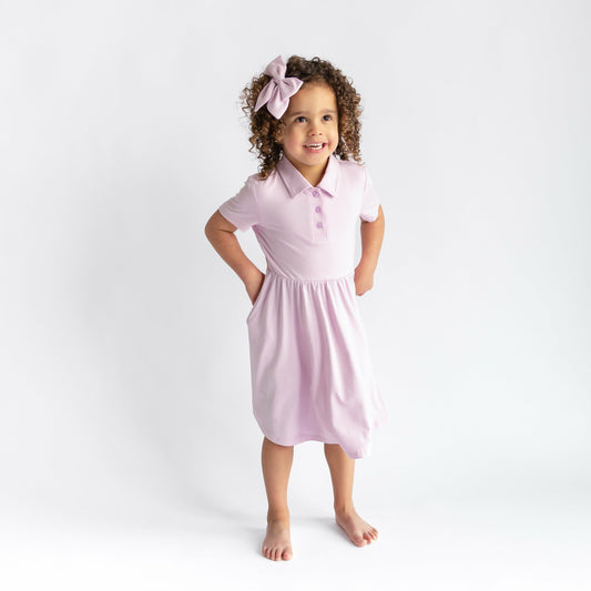Kyte Baby Polo Dress in Thistle