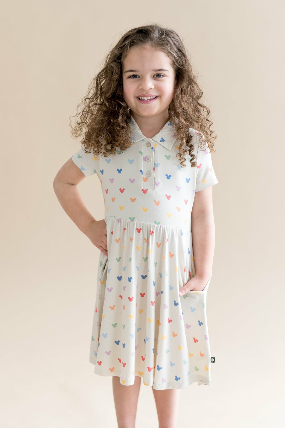 Kyte Baby Polo Dress in Pastel Mickey Mouse