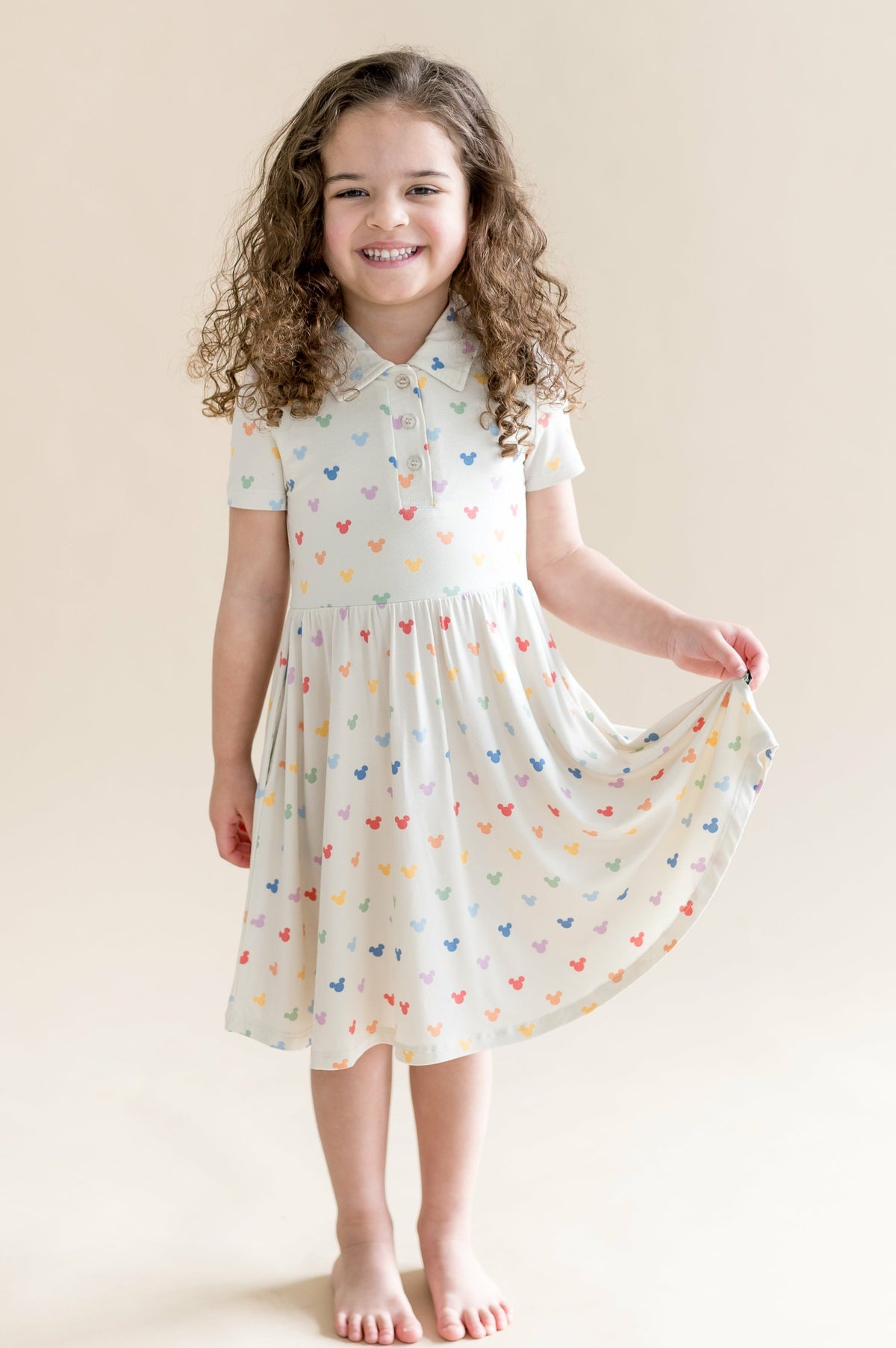 Kyte Baby Polo Dress in Pastel Mickey Mouse
