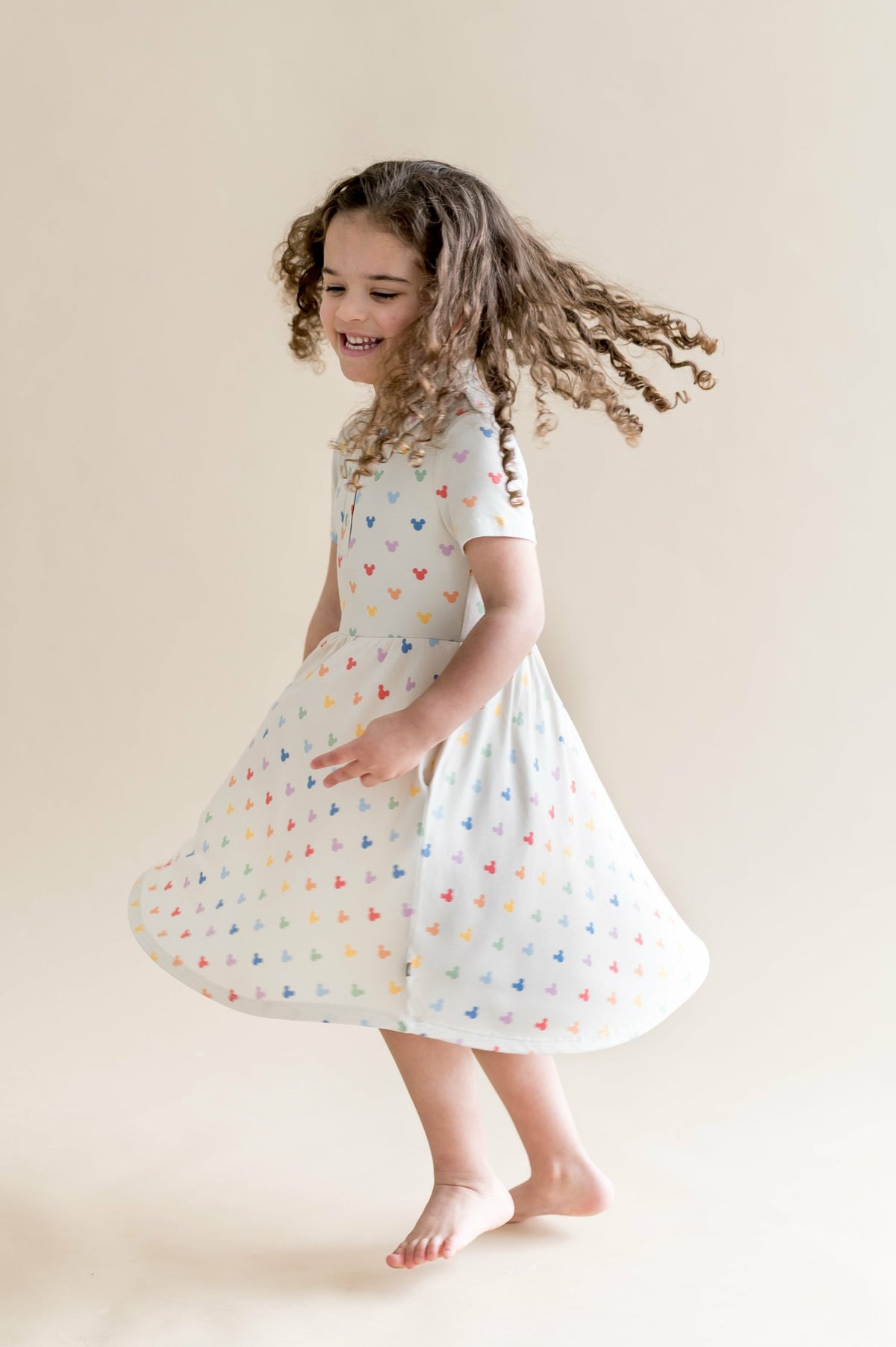 Kyte Baby Polo Dress in Pastel Mickey Mouse