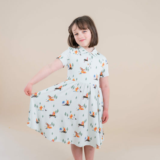 Kyte Baby Polo Dress in Winnie the Pooh Hundred Acre Wood